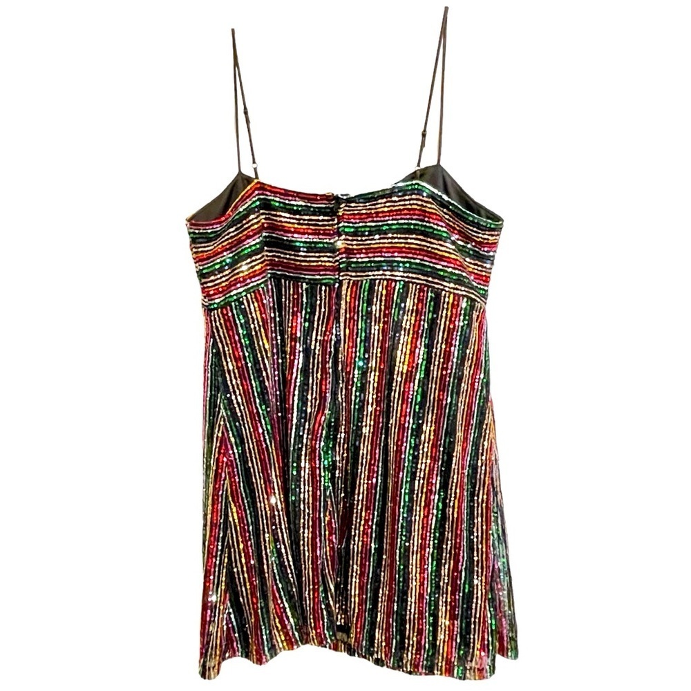 Trixxi Rainbow Sequin Empire Mini Dress Adjustable Straps Babydoll Size XXL - Picture 3 of 10